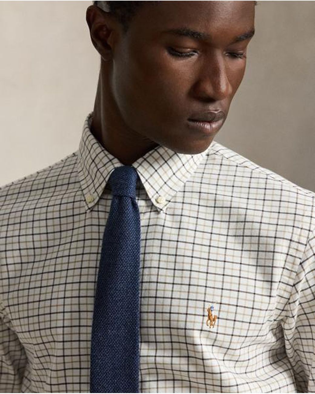 Polo Ralph Lauren White Custom Fit Tattersall Oxford Shirt for men
