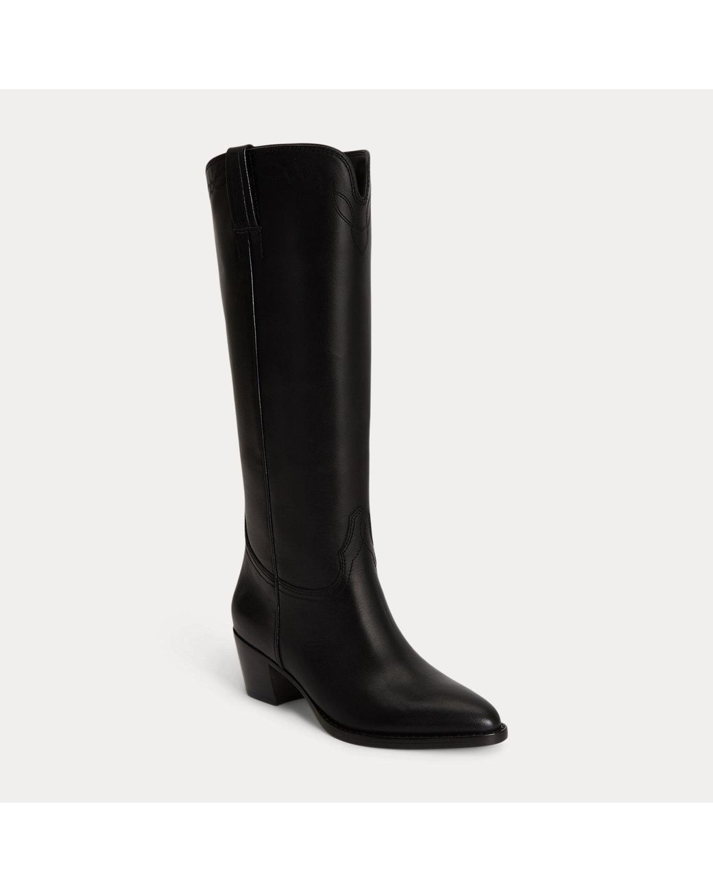 Ralph Lauren Black Harpher Calfskin Tall Boot