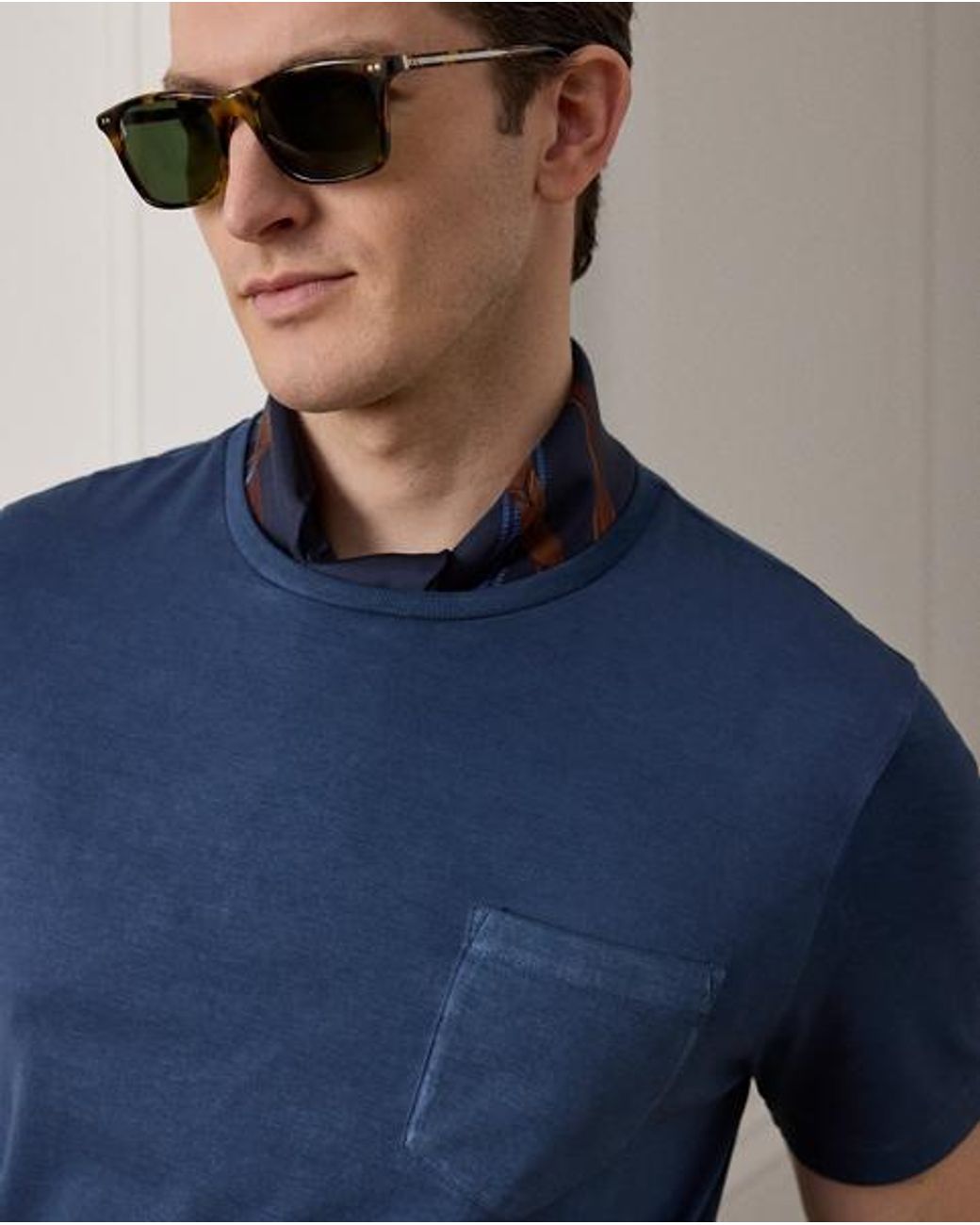 Ralph Lauren Blue Garment-Dyed Jersey Pocket T-Shirt for men