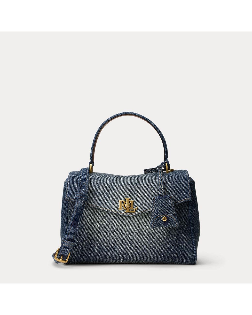 Ralph Lauren Natural Washed Denim Small Farrah Soft Satchel