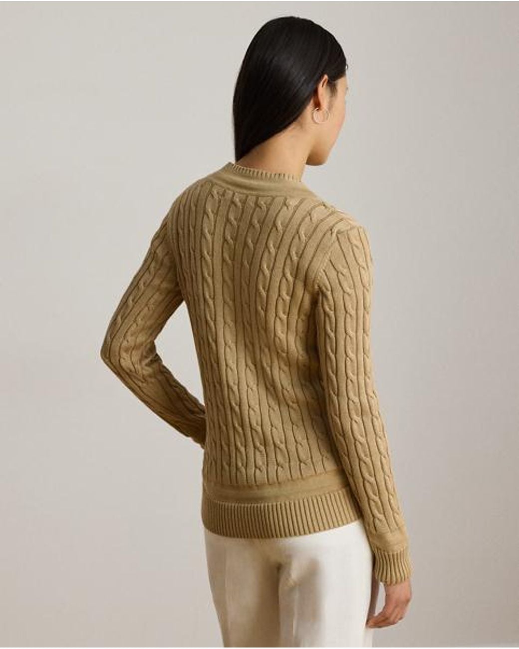 Ralph Lauren Brown Cable-Knit Cricket Jumper