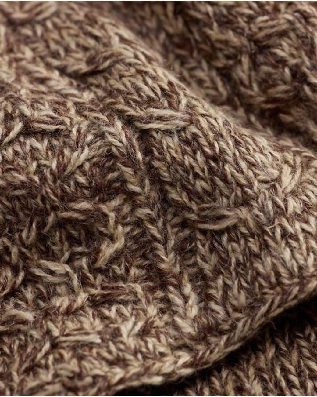 RRL Brown Aran-Knit Wool-Blend Earflap Cap for men