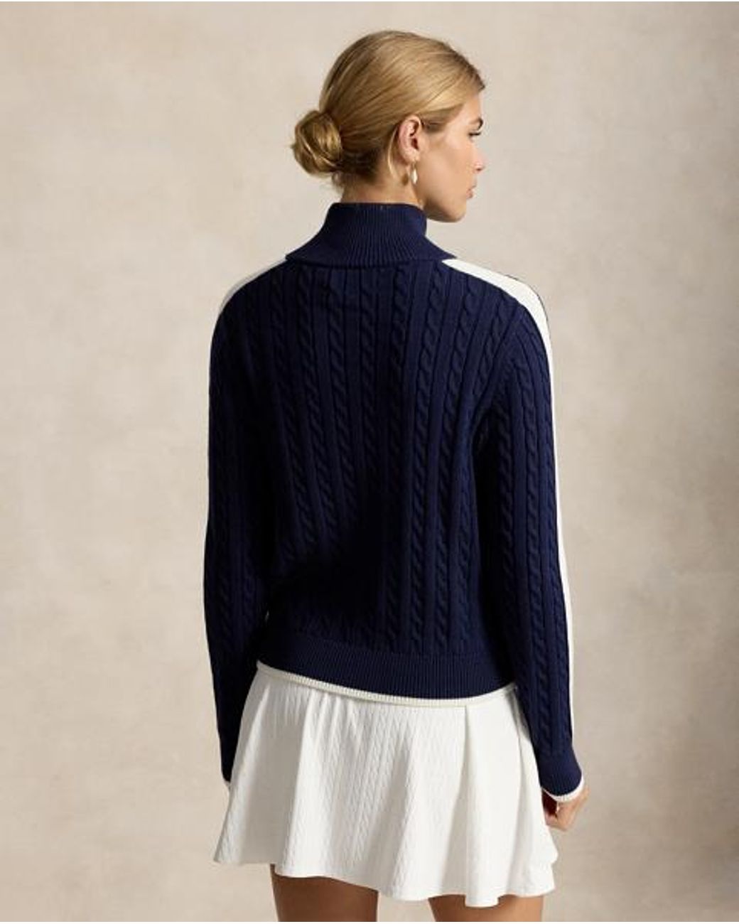 Ralph Lauren Blue Cable-Knit Quarter-Zip Jumper