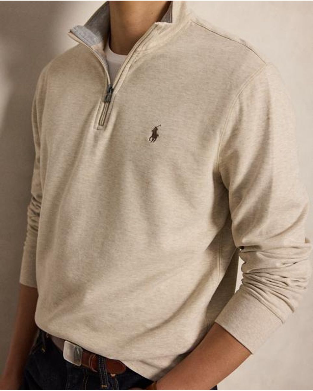 Polo Ralph Lauren Gray Luxury Jersey Quarter-zip Pullover for men
