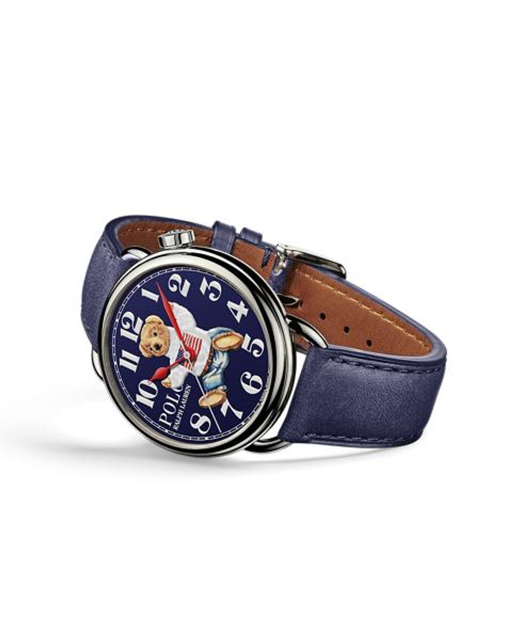 Polo Ralph Lauren Blue Sitting Polo Bear 42 Mm Steel Watch for men