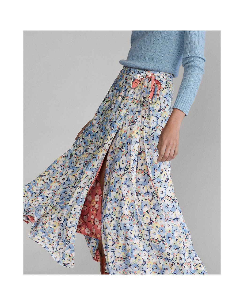 Polo Ralph Lauren Reversible Floral Maxiskirt in Blue | Lyst