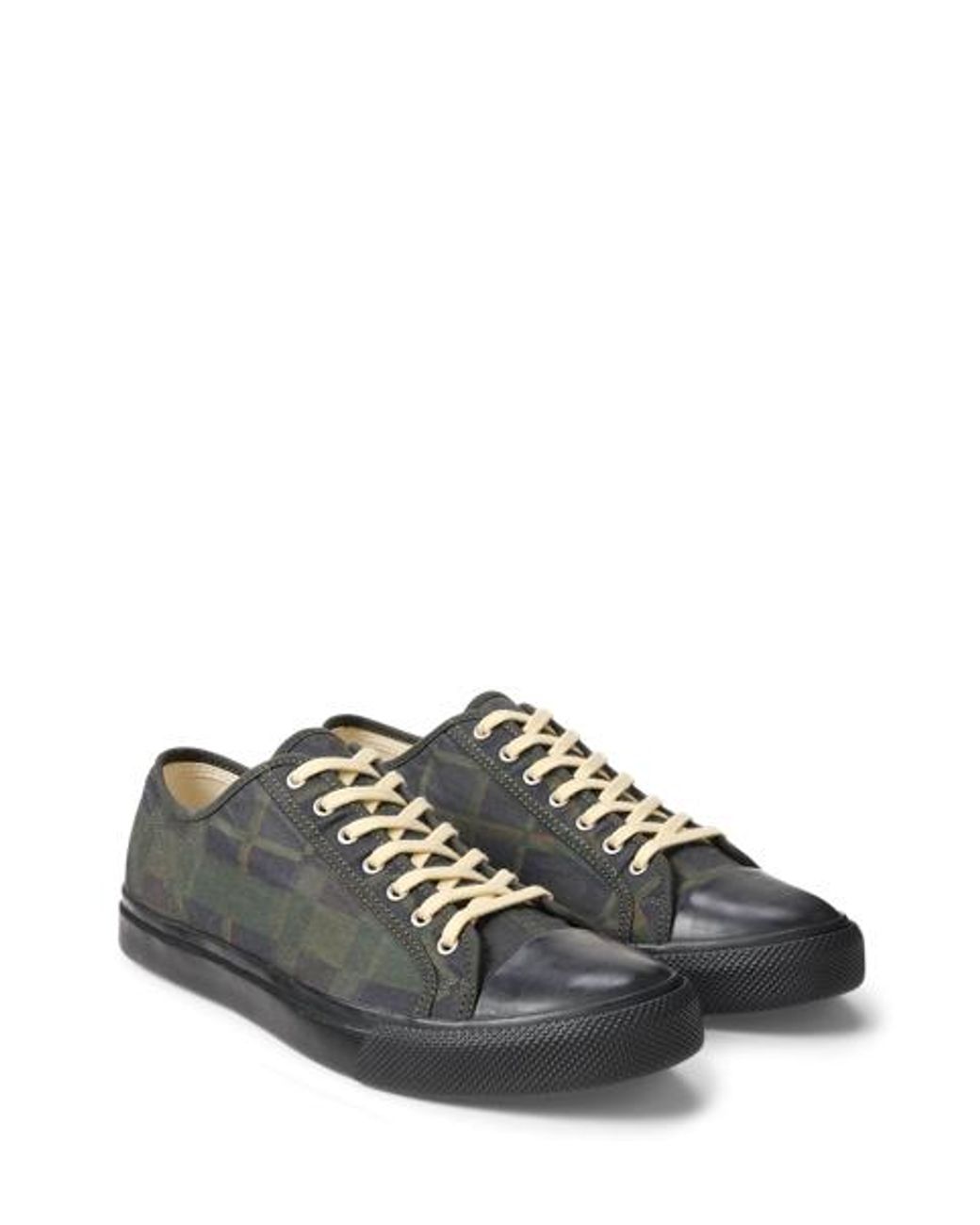 RRL Black Check-Print Oilcloth Trainer for men