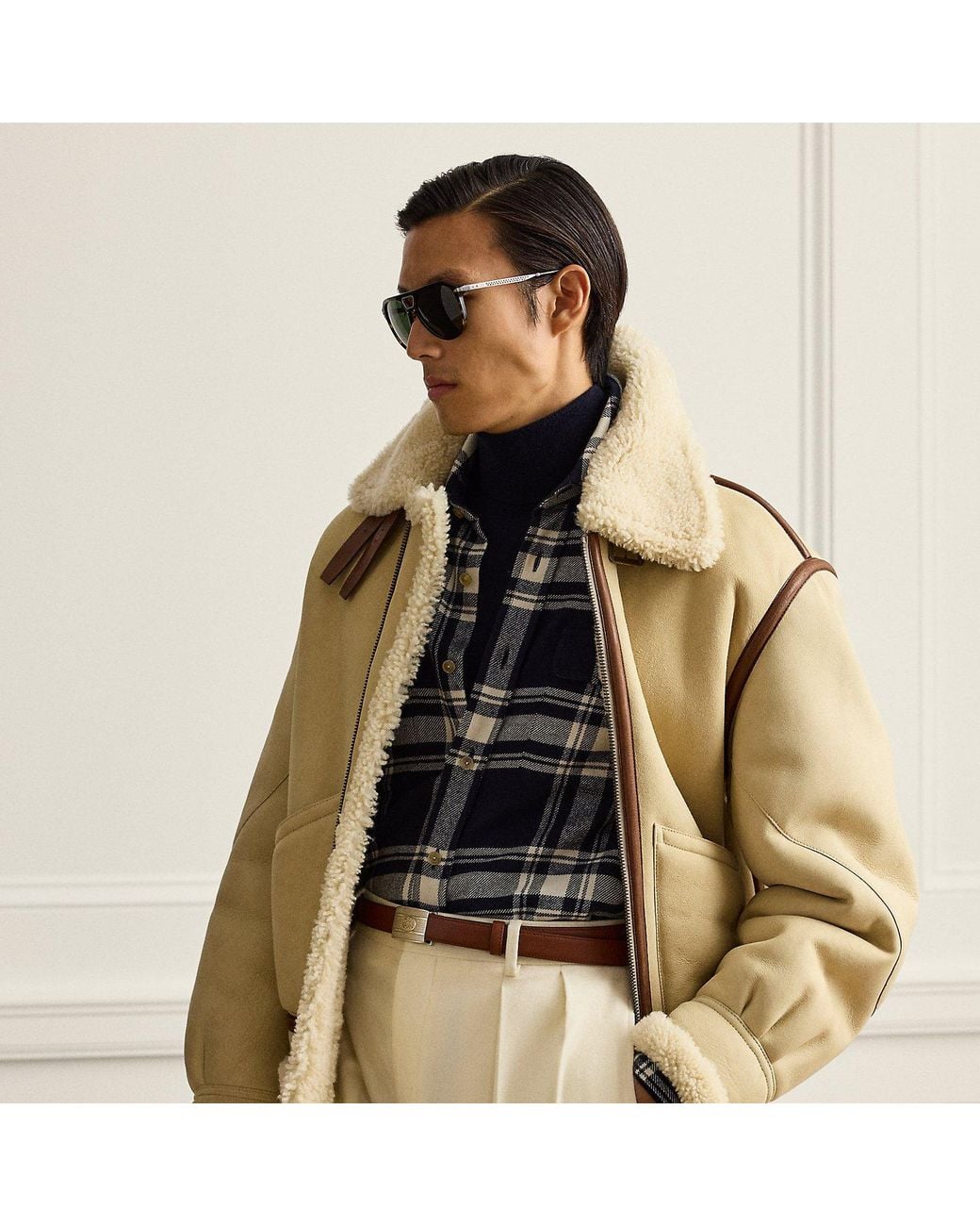 Ralph Lauren Natural Ralph Lauren Lutton Shearling Aviator Jacket for men