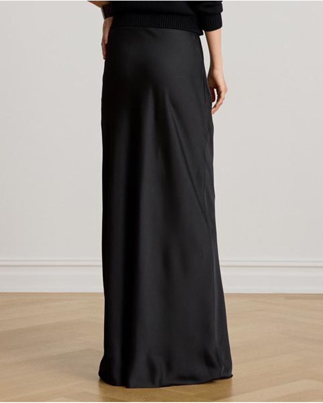 Ralph Lauren Black Satin Charmeuse Maxiskirt