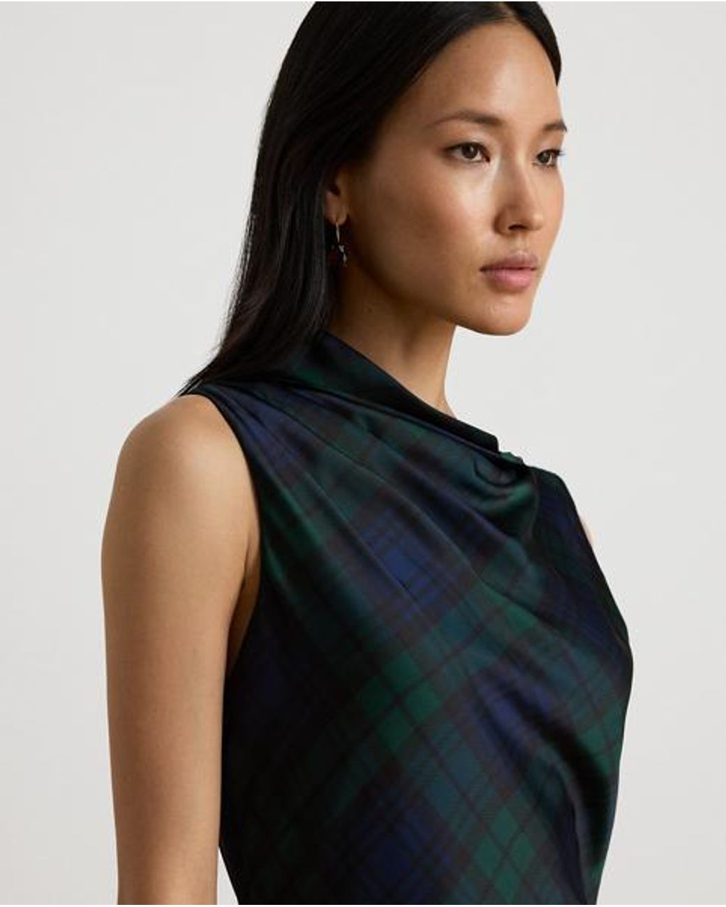 Ralph Lauren Blue Watch Satin Charmeuse Dress