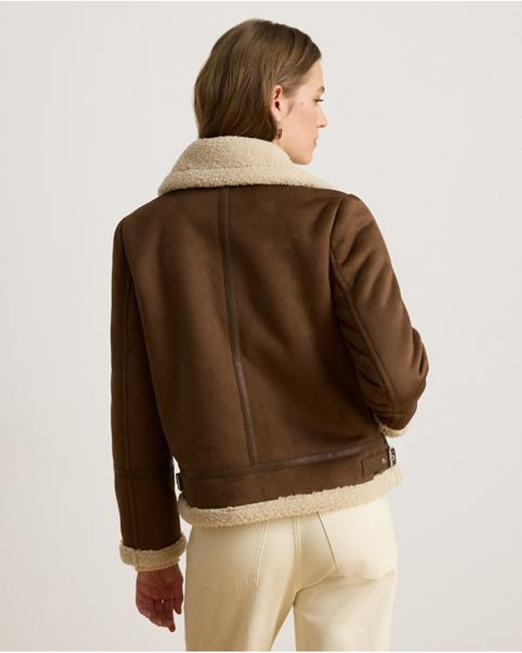 Ralph Lauren Brown Buckle-Trim Faux-Suede Jacket