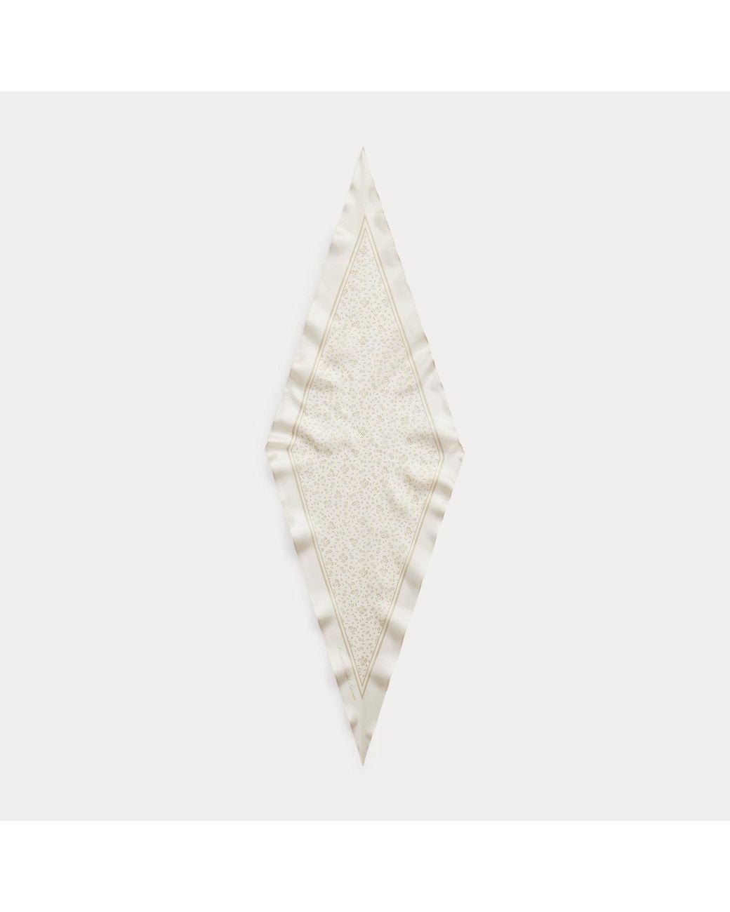 Ralph Lauren Natural Two-Tone Floral Silk Diamond Scarf