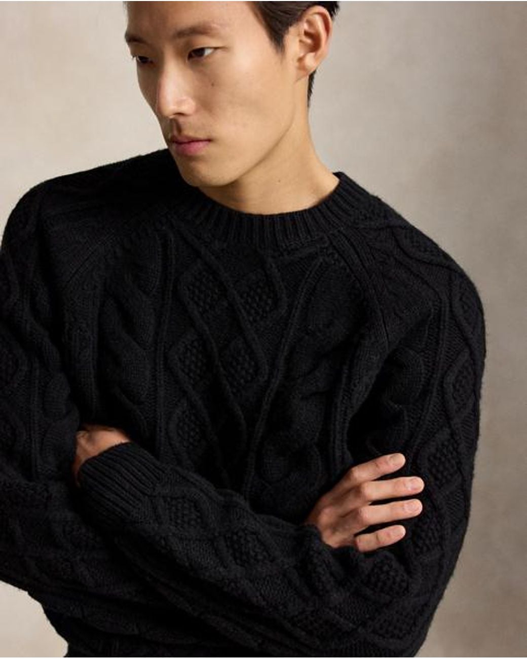 Polo Ralph Lauren Black Aran-Knit Wool-Alpaca Sweater for men