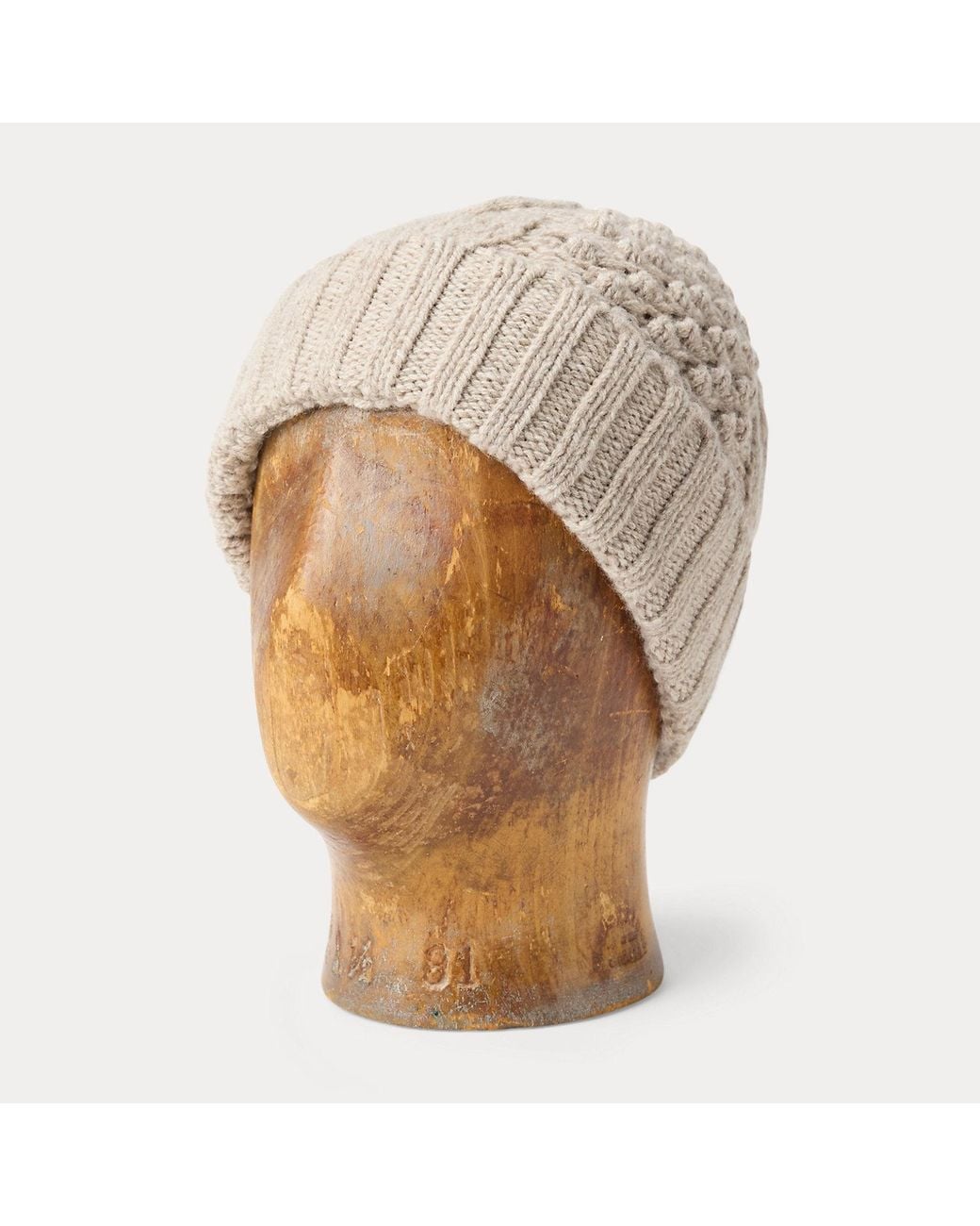 RRL Natural Cable-Knit Wool Watch Cap for men