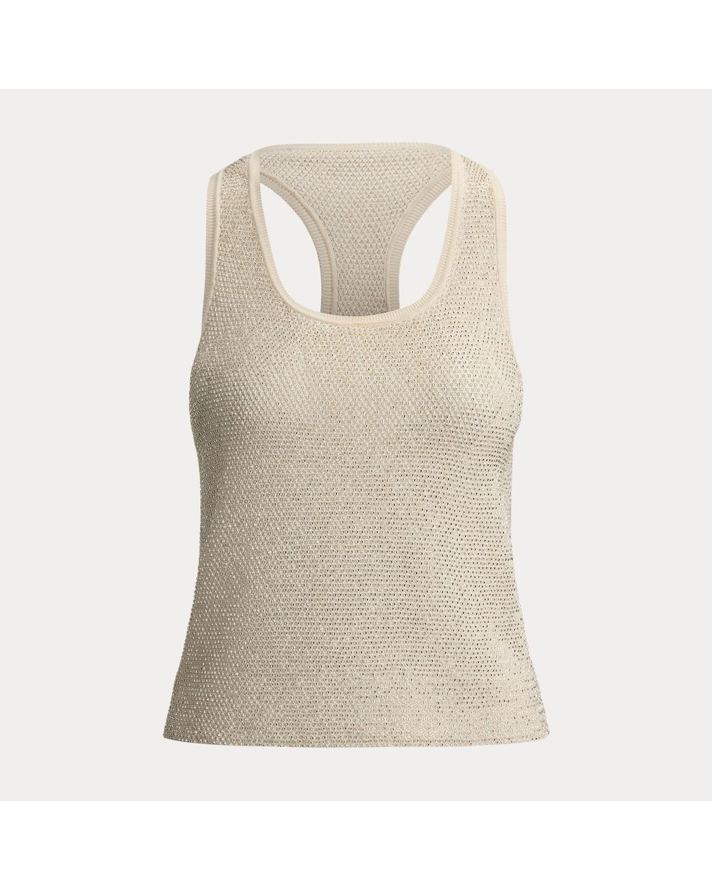 Ralph Lauren Natural Embellished Racerback Jumper Tank Top