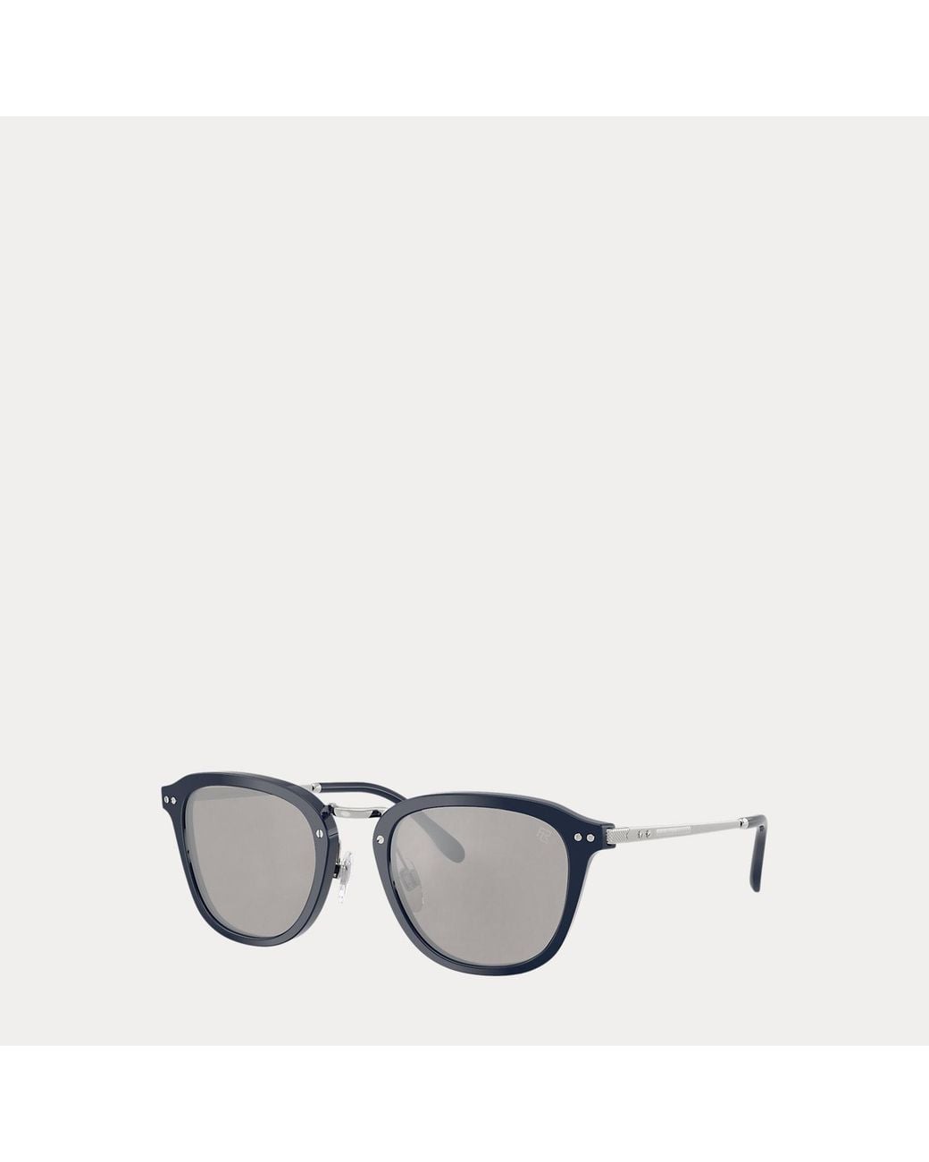 Ralph Lauren Gray Automotive Metal-Temple Round Sunglasses for men
