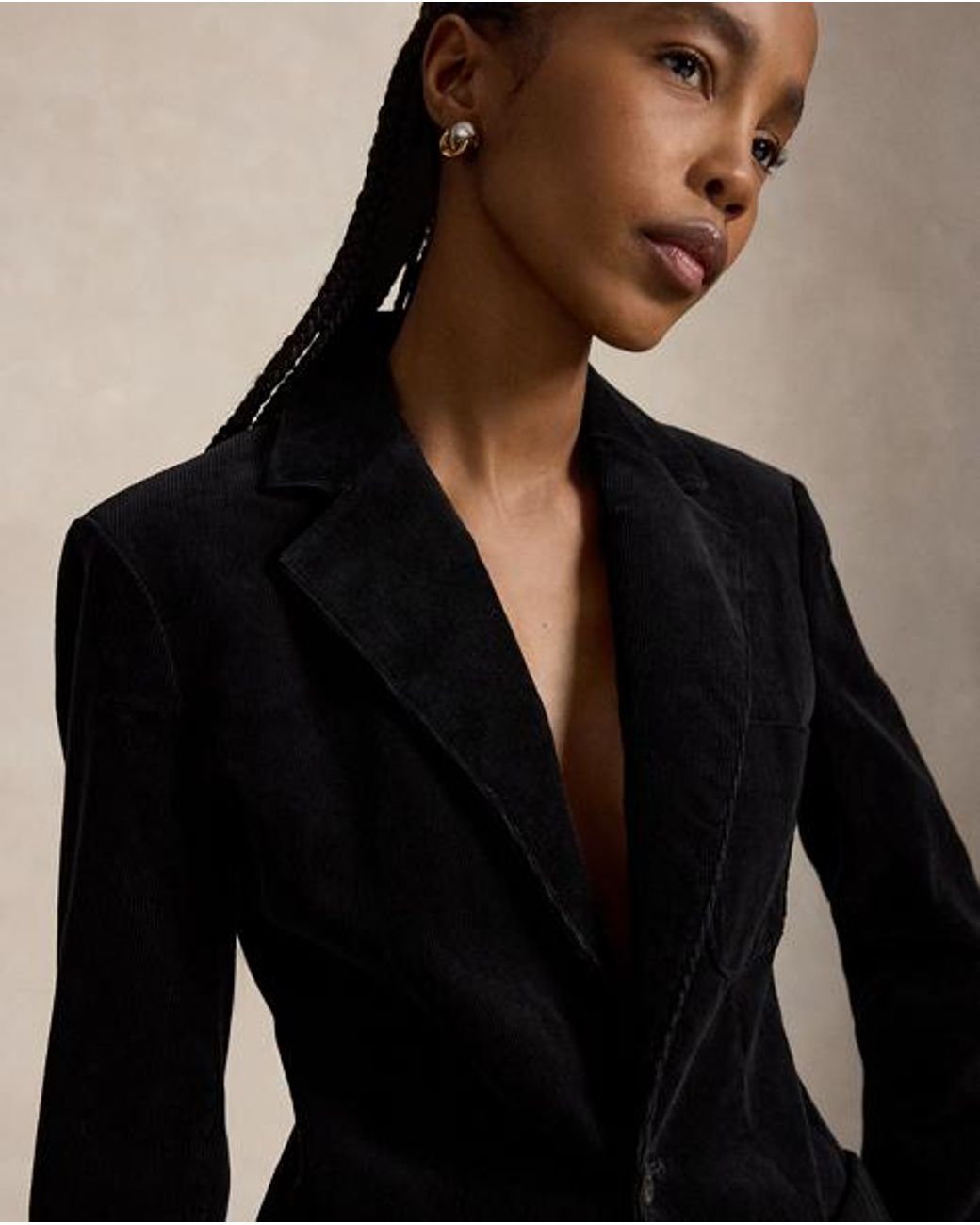 Polo Ralph Lauren Black Single-Breasted Corduroy Blazer