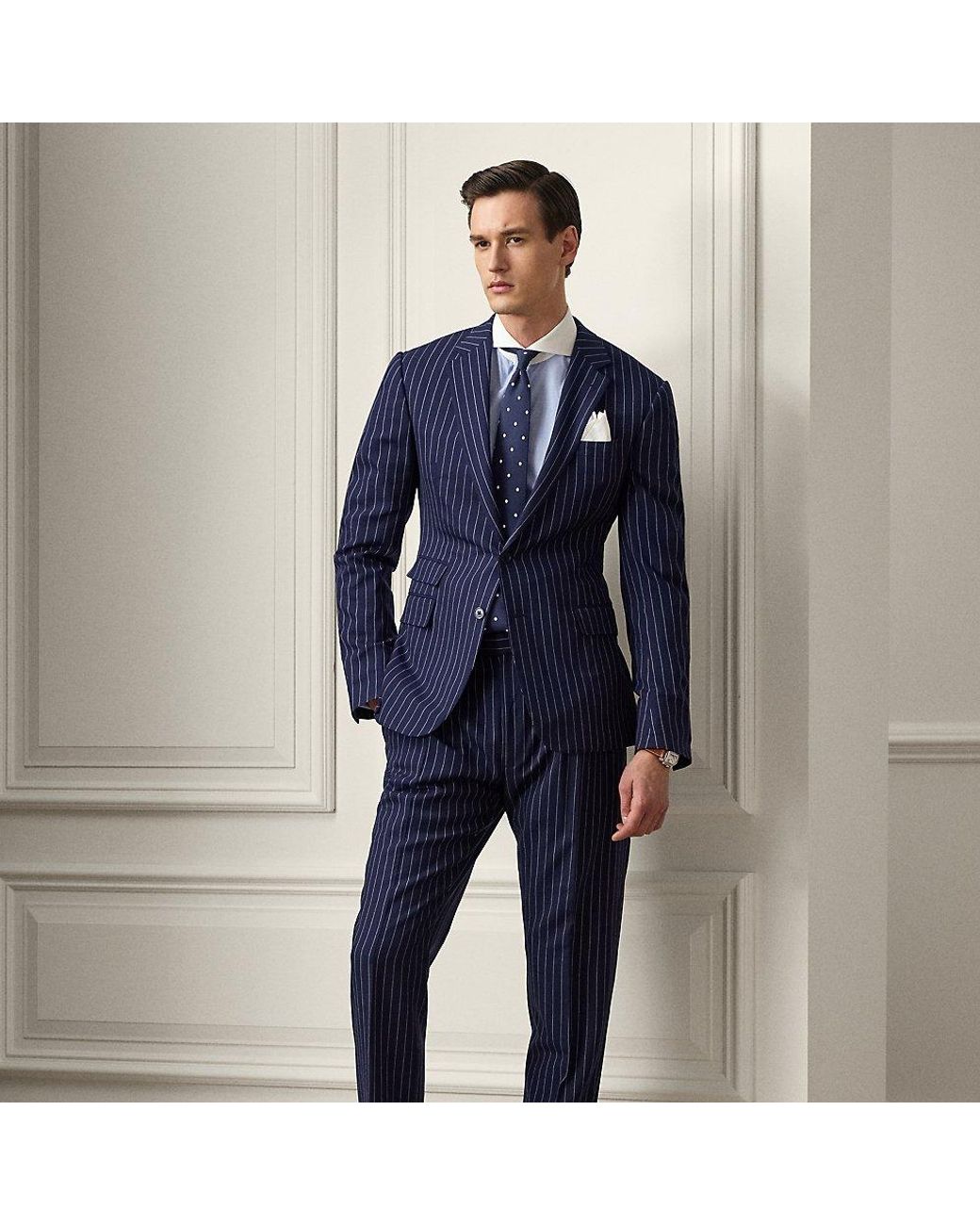 Ralph Lauren Kent Handmade Rope-stripe Suit in Blue for Men Lyst