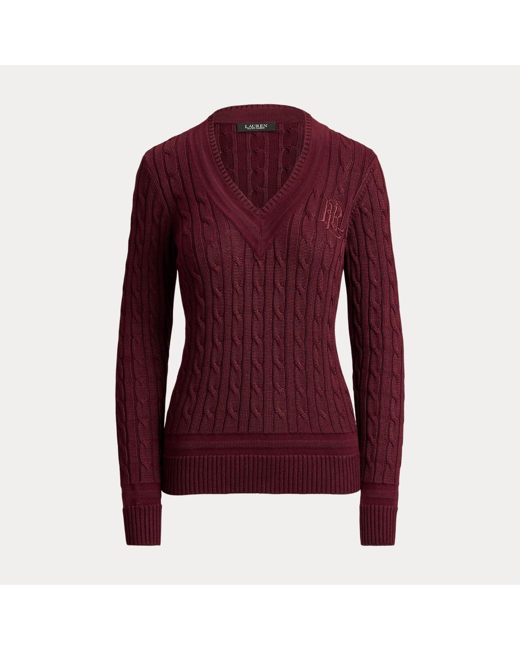 Ralph Lauren Purple Cable-Knit Cricket Jumper