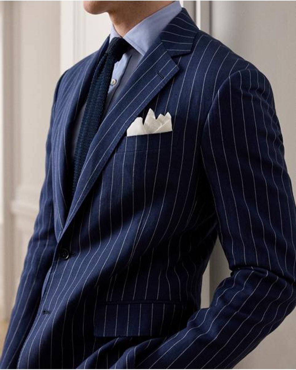 Ralph Lauren Blue Kent Hand-Tailored Striped Blazer for men