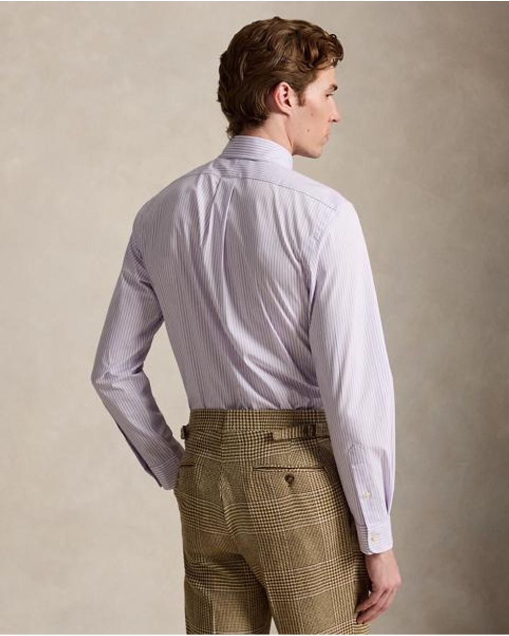 Polo Ralph Lauren Purple Custom Fit Striped Stretch Poplin Shirt for men