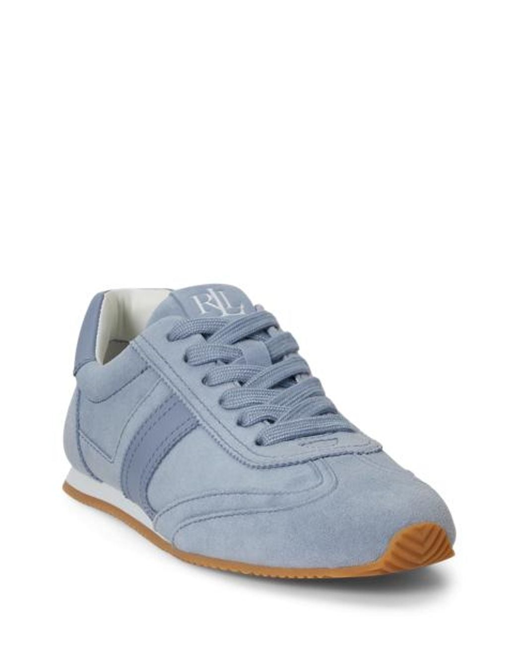 Ralph Lauren Blue Dani Suede & Leather Low-Profile Trainer