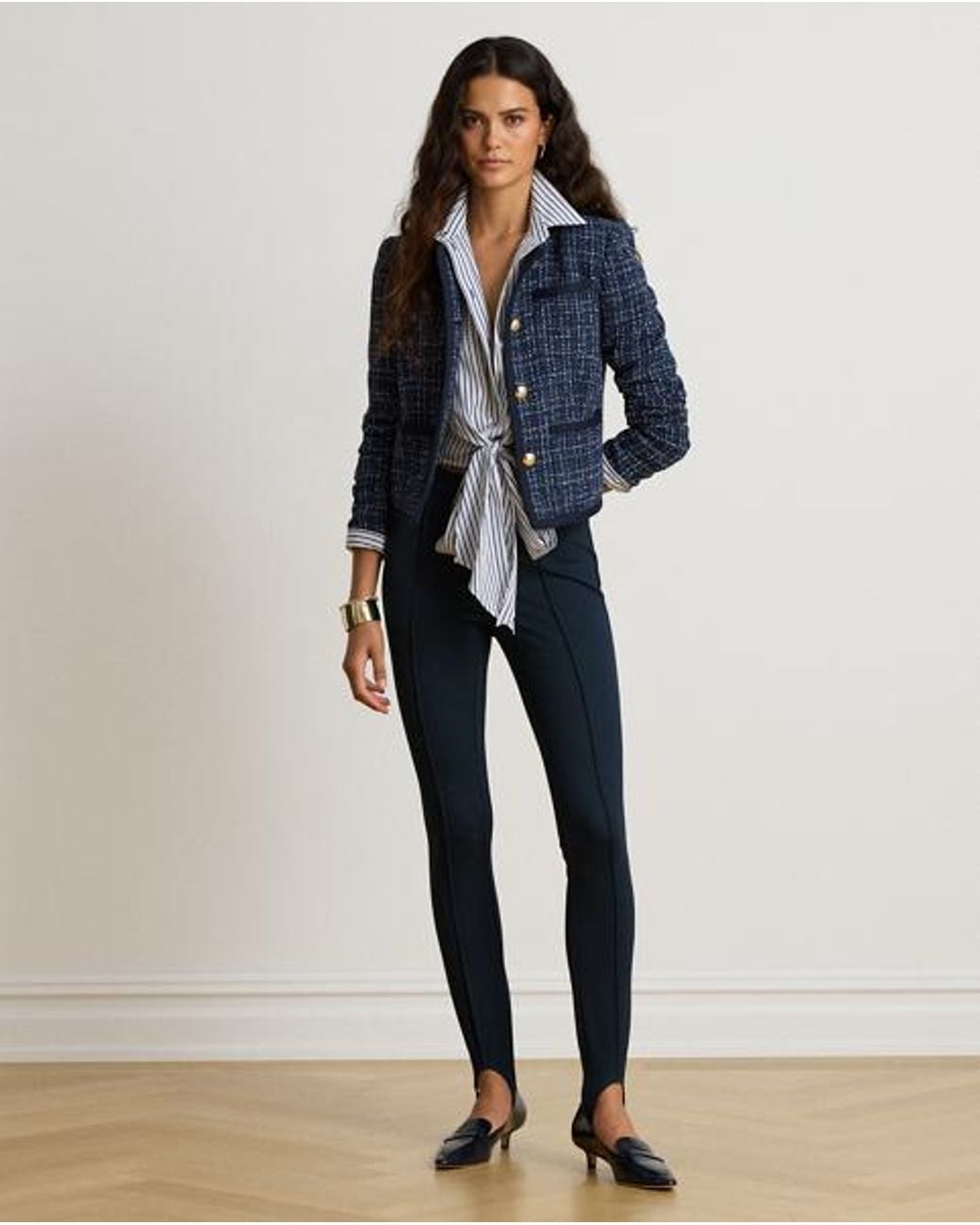 Ralph Lauren Blue Bouclé Cropped Jacket