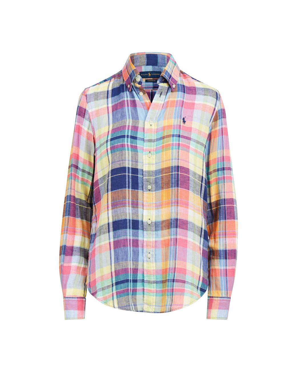 Ralph Lauren Linen Madras Shirt in Blue | Lyst