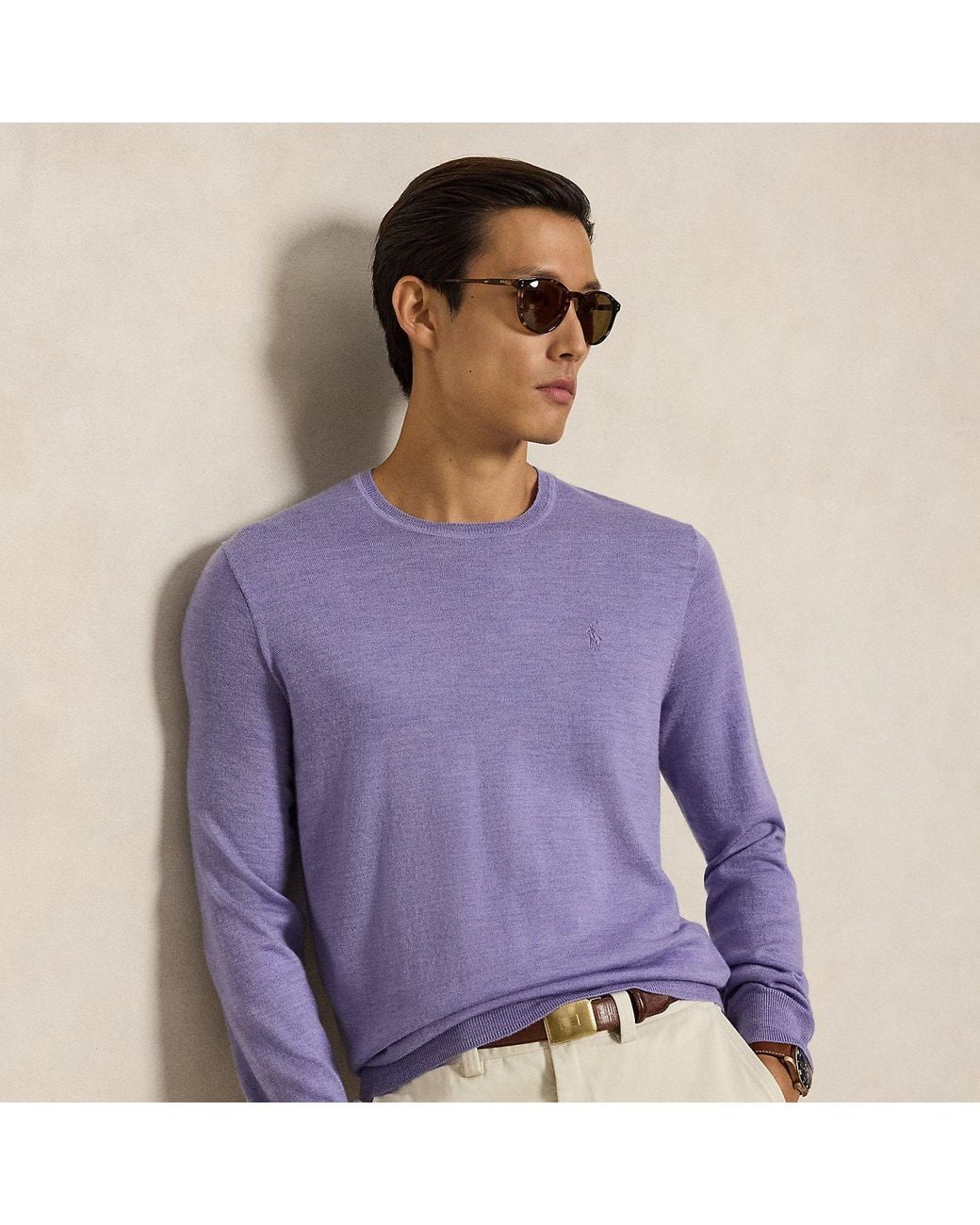 Polo Ralph Lauren Purple Washable Wool Crewneck Jumper for men
