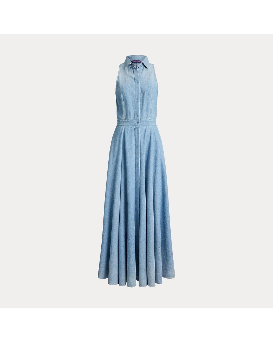 Ralph Lauren Blue Peyten Cotton Denim Day Dress