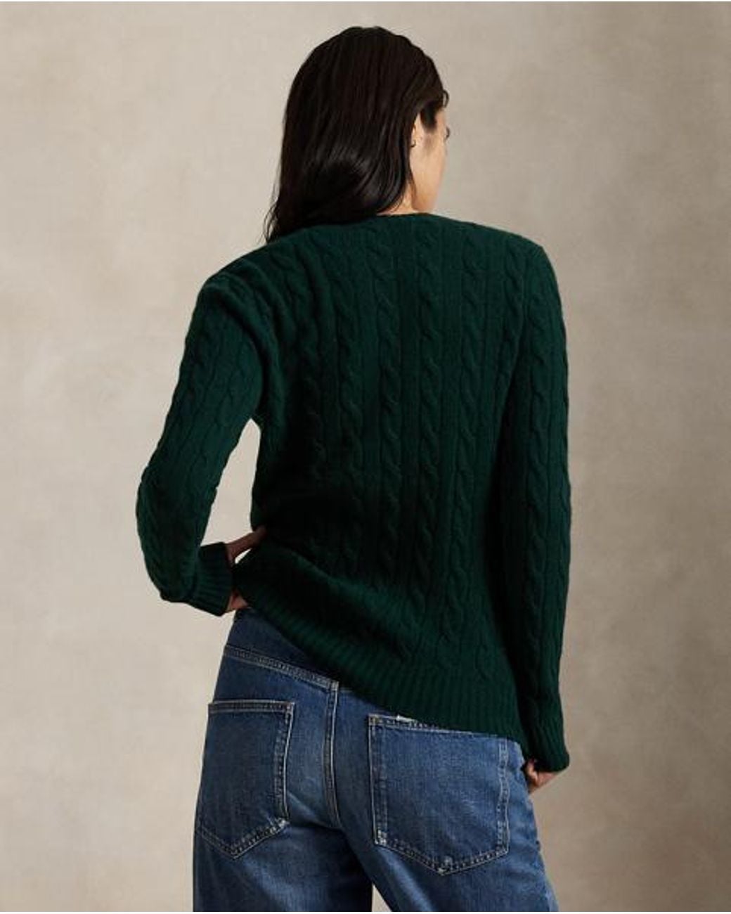 Polo Ralph Lauren Black Cable Wool-Cashmere Crewneck Sweater