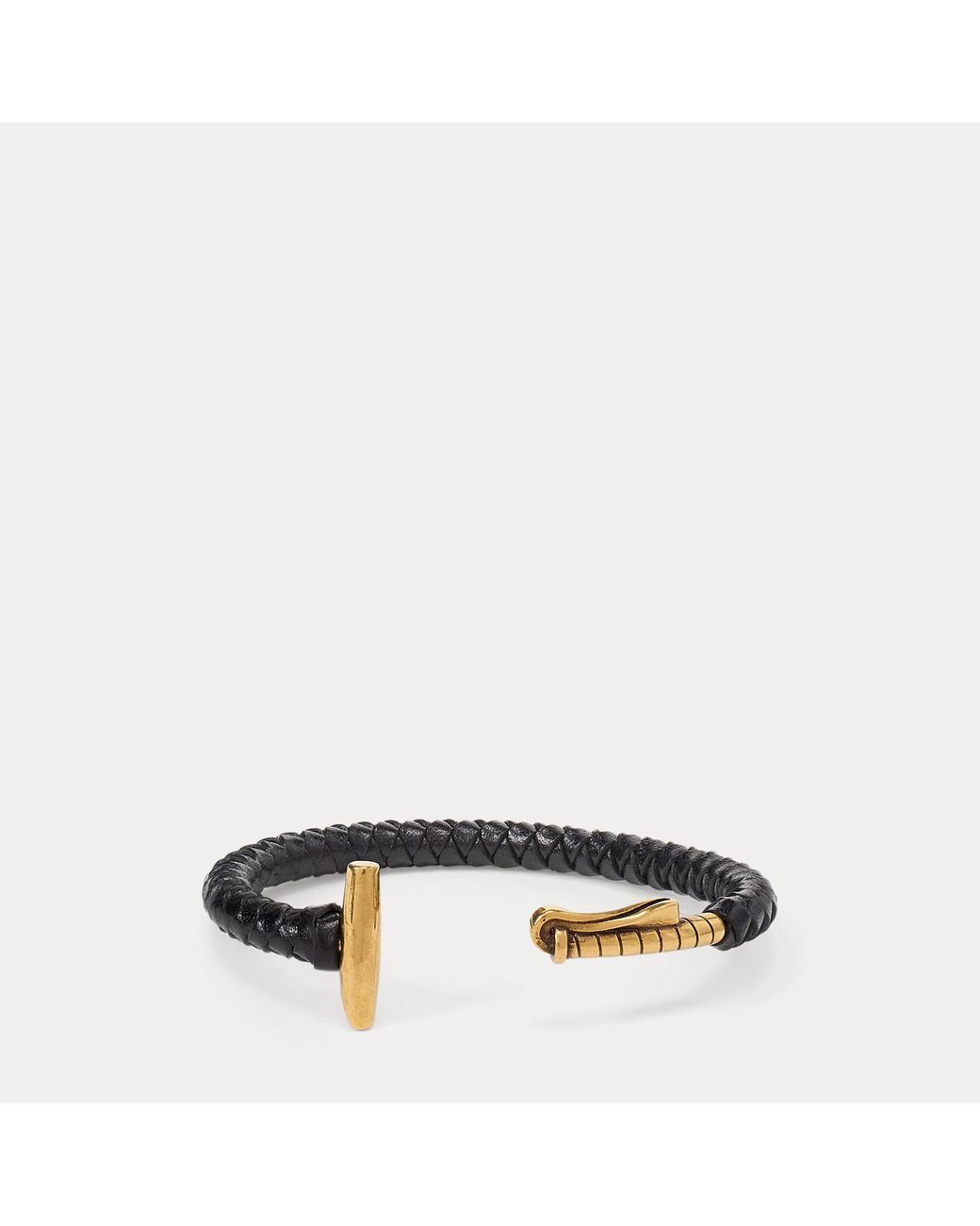 Ralph Lauren Metallic Braided Antiqued Brass Polo Mallet Cuff for men