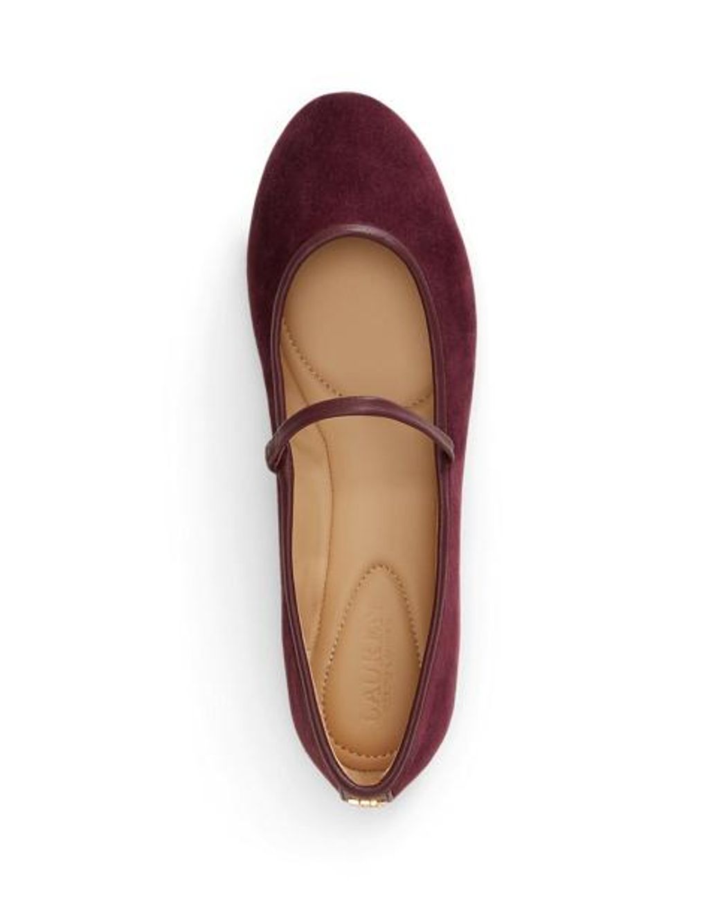 Ralph Lauren Red Jayna Nappa-Trim Suede Mary Jane Flat