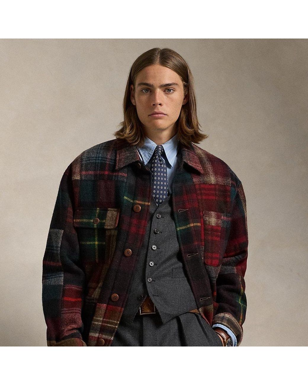 Ralph Lauren Plaid Patchwork Wool Jacket for Men | Lyst