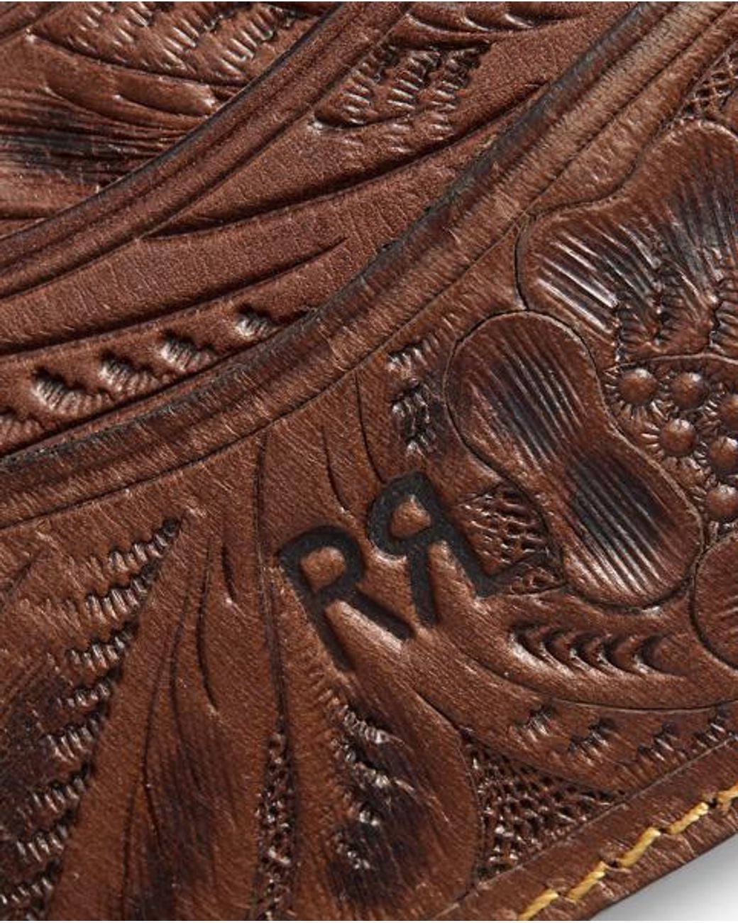 Ralph Lauren Brown Hand-tooled Leather Billfold for men