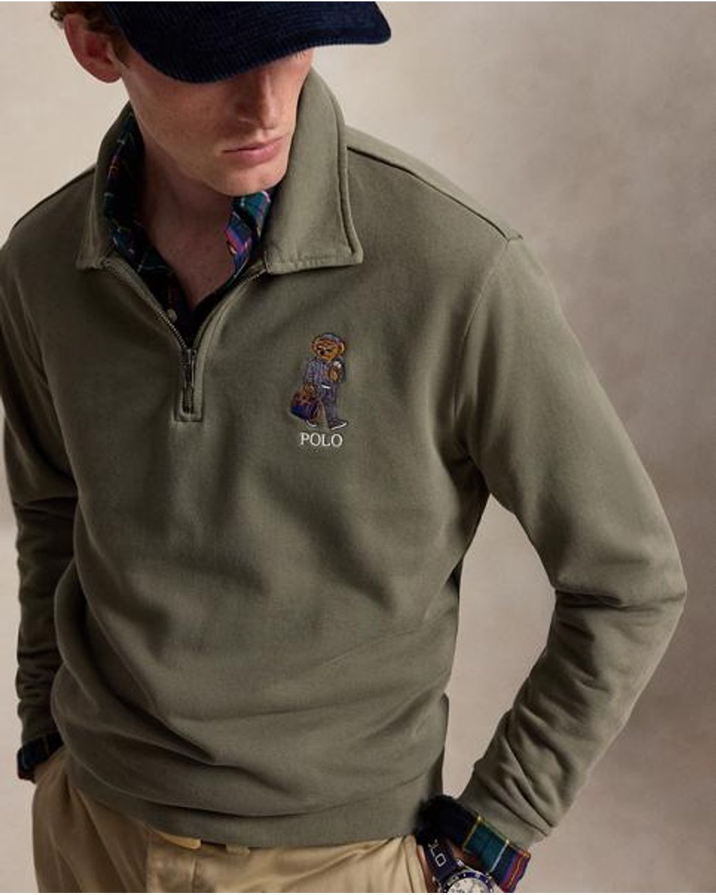 Sudadera De Felpa De Rizo Con Polo Bear Polo Ralph Lauren de hombre de color Green