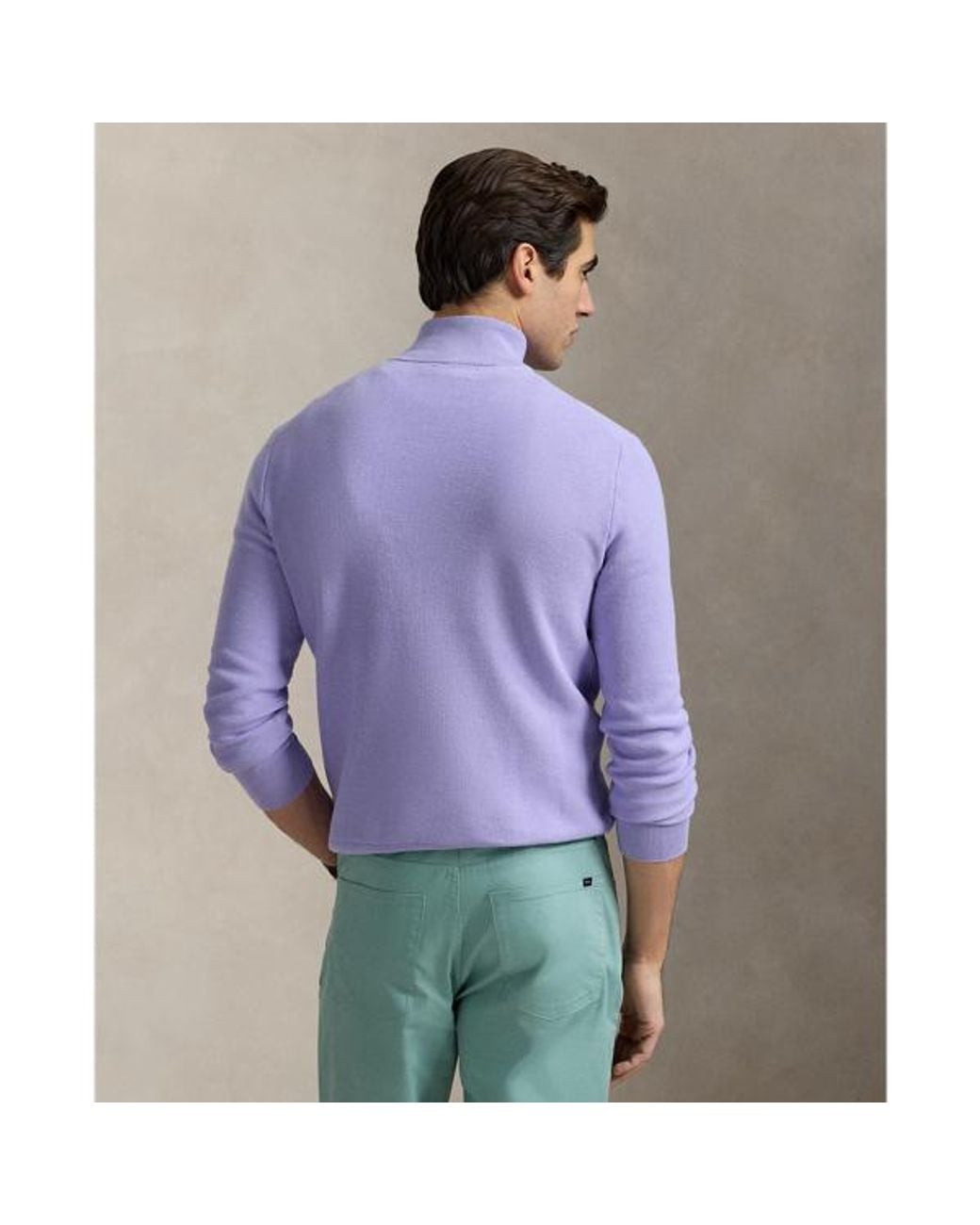 Polo Ralph Lauren Purple Mesh-Knit Cotton Quarter-Zip Sweater for men