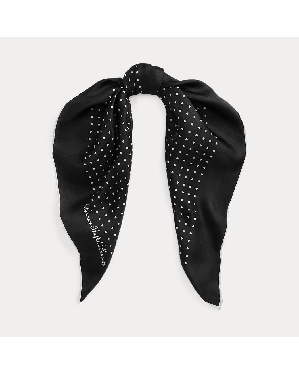 Ralph Lauren Black Polka-Dot Silk Twill Square Scarf