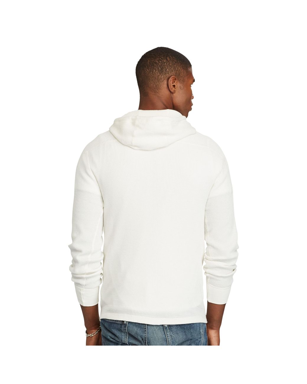 Polo Ralph Lauren Waffle-knit Cotton Hoodie in White for Men | Lyst