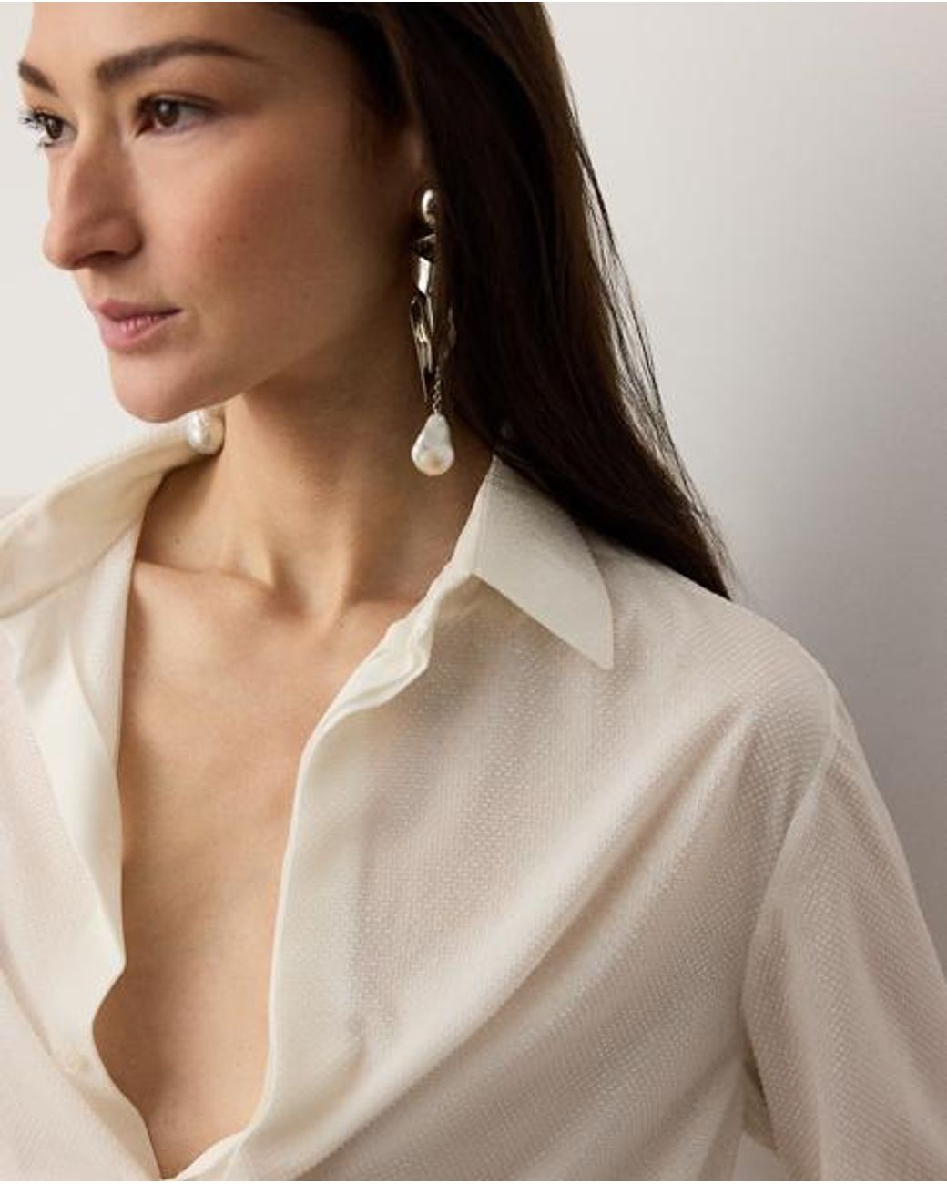 Ralph Lauren Natural Adrien Relaxed Fit Embellished Shirt
