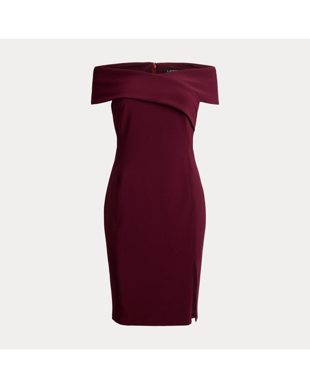 Ralph Lauren Red Faille Off-The-Shoulder Cocktail Dress
