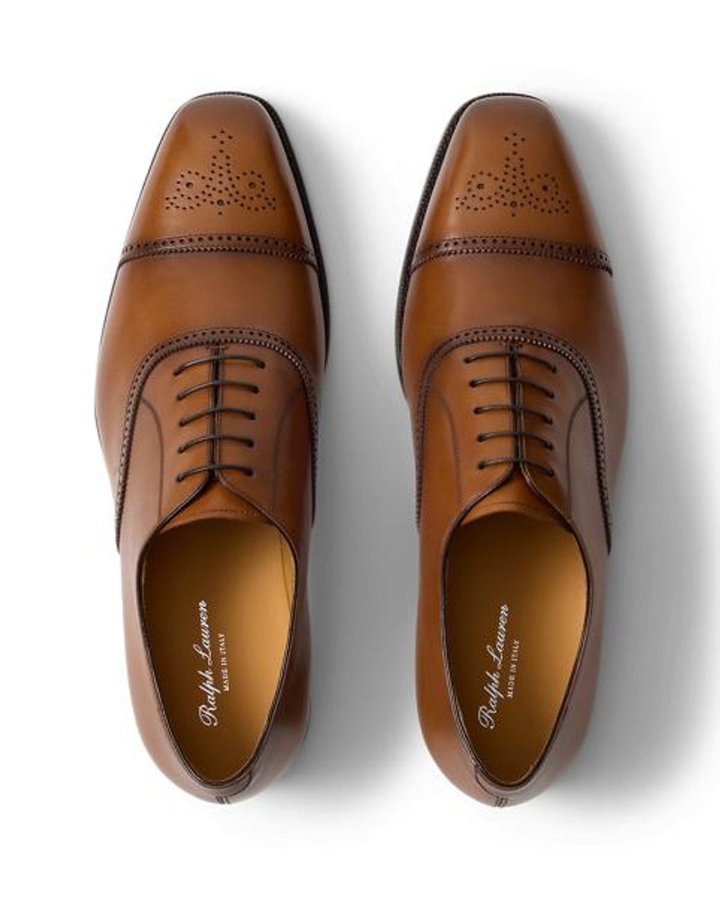 Ralph Lauren Brown Denver Burnished Calfskin Cap-Toe Shoe for men