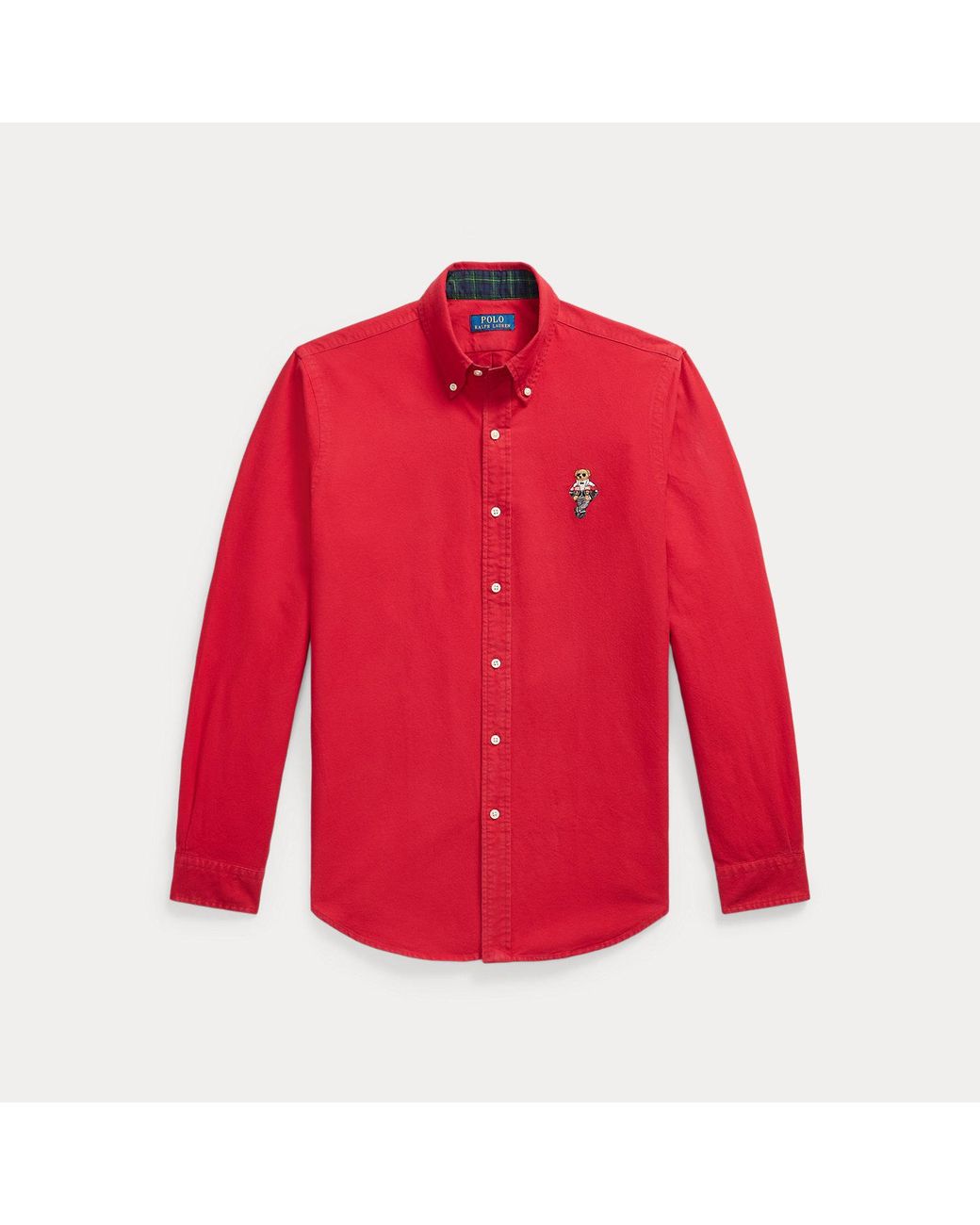 Polo Ralph Lauren Red Custom Fit Polo Bear Oxford Shirt for men
