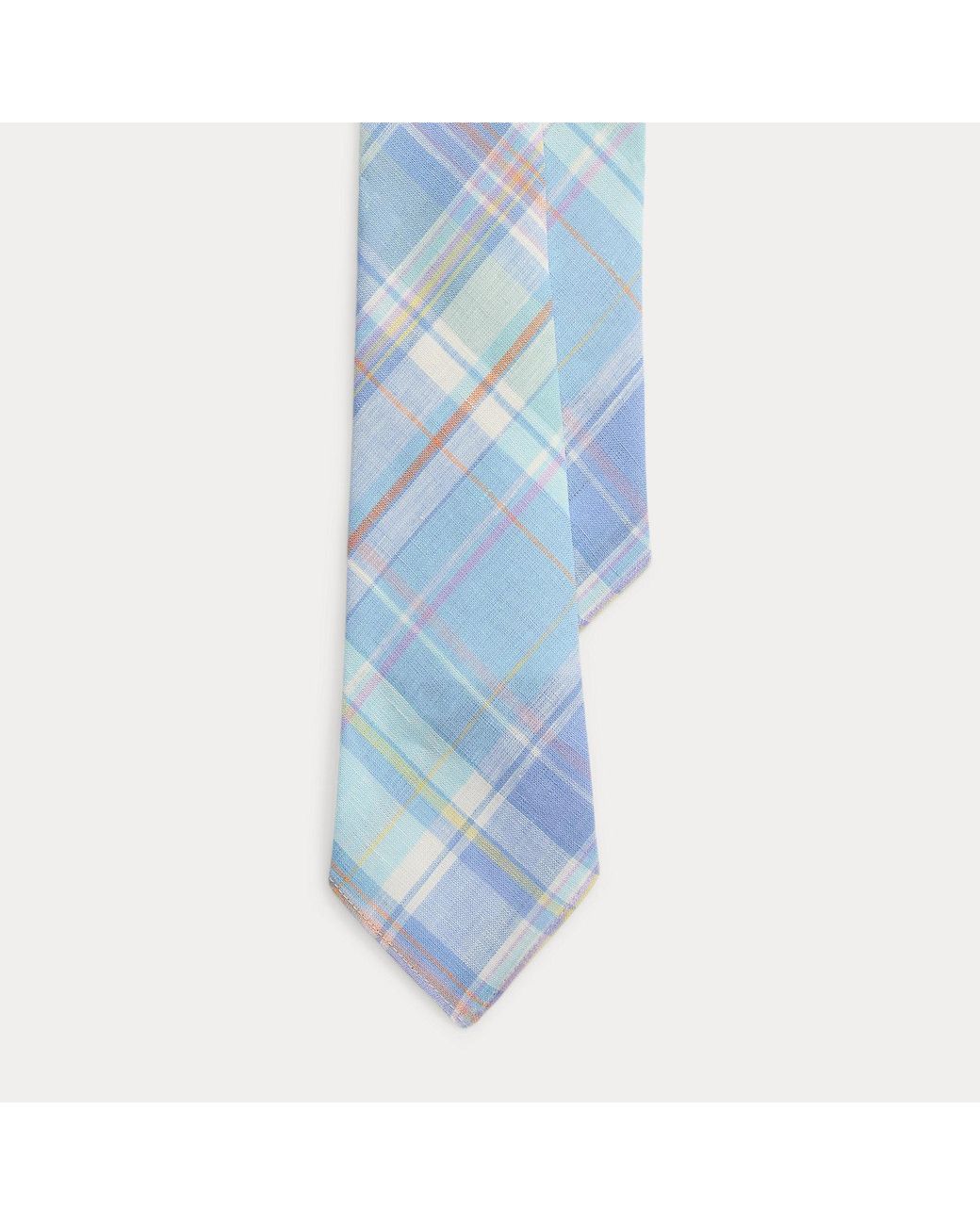 Polo Ralph Lauren Blue Vintage-Inspired Plaid Linen Tie for men