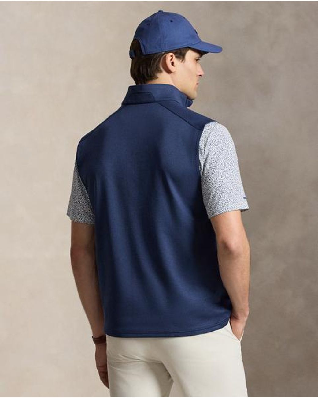 Ralph Lauren Blue Stretch Jersey Quarter-Zip Gilet for men
