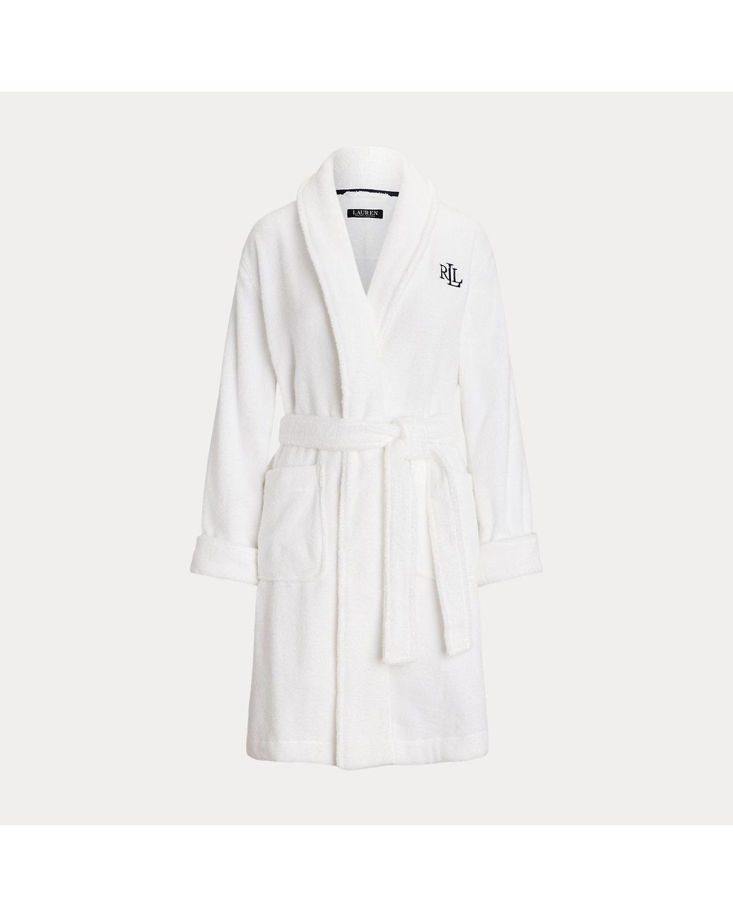 Ralph Lauren White Cotton Terry Shawl-Collar Robe