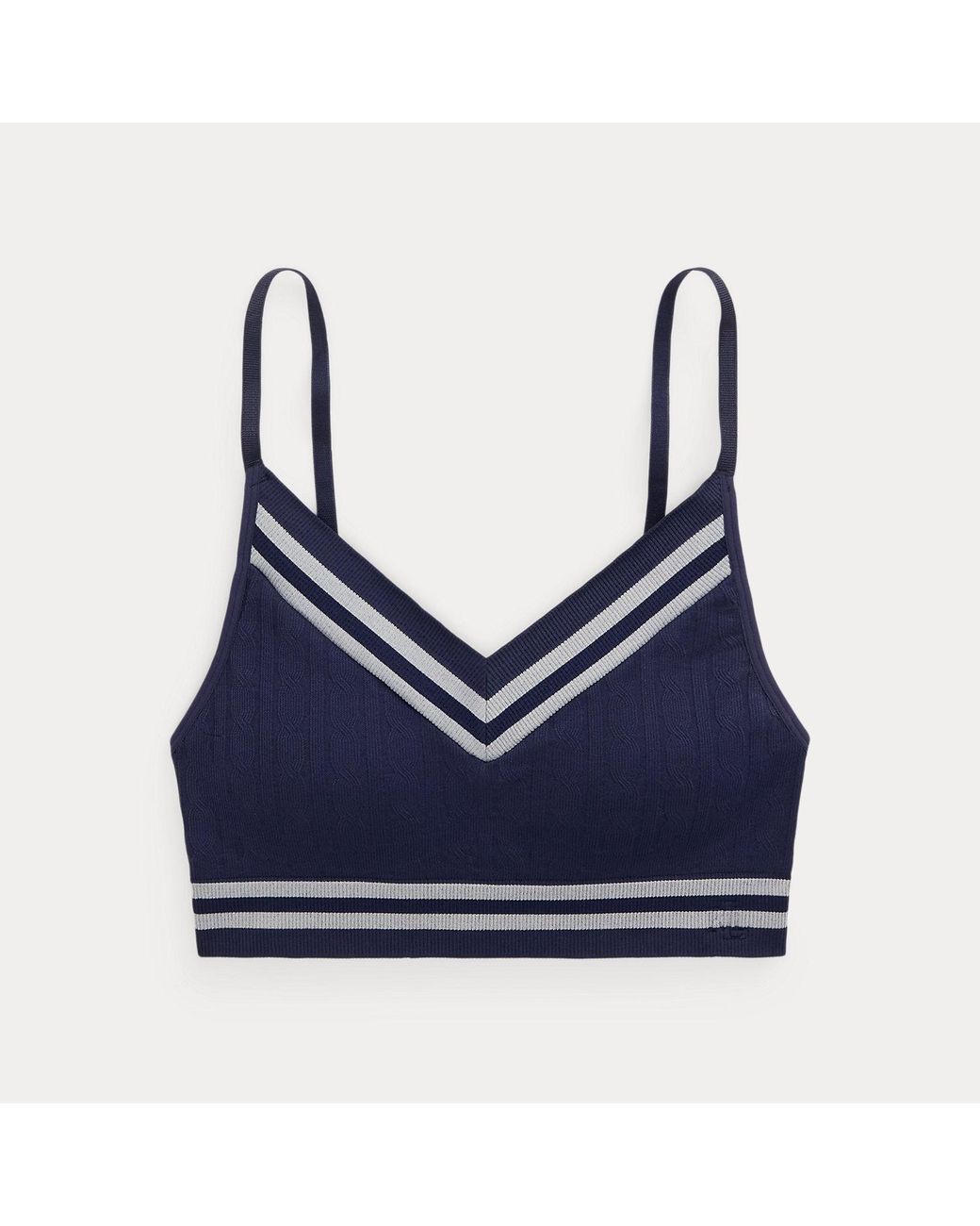 Ralph Lauren Blue Cricket Cable V-Neck Wireless Bra