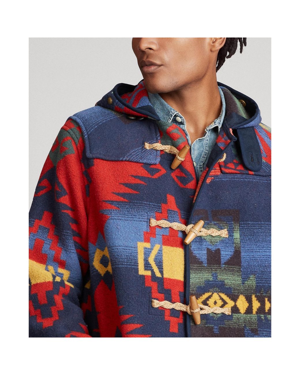 ralph lauren plaid toggle coat