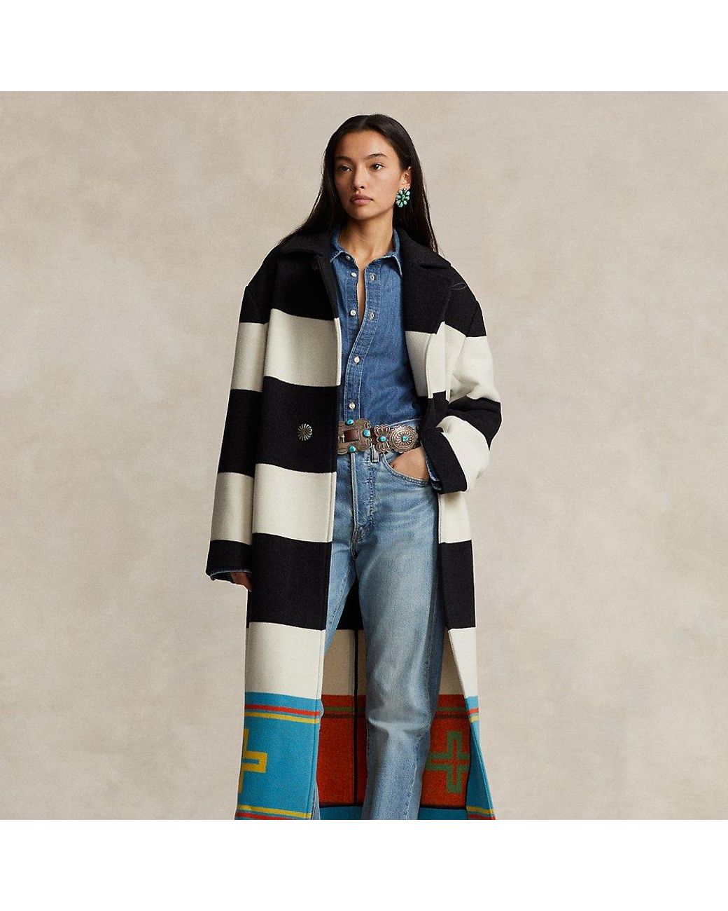 Polo Ralph Lauren Prl X Naiomi Glasses Wool Coat in Blue | Lyst