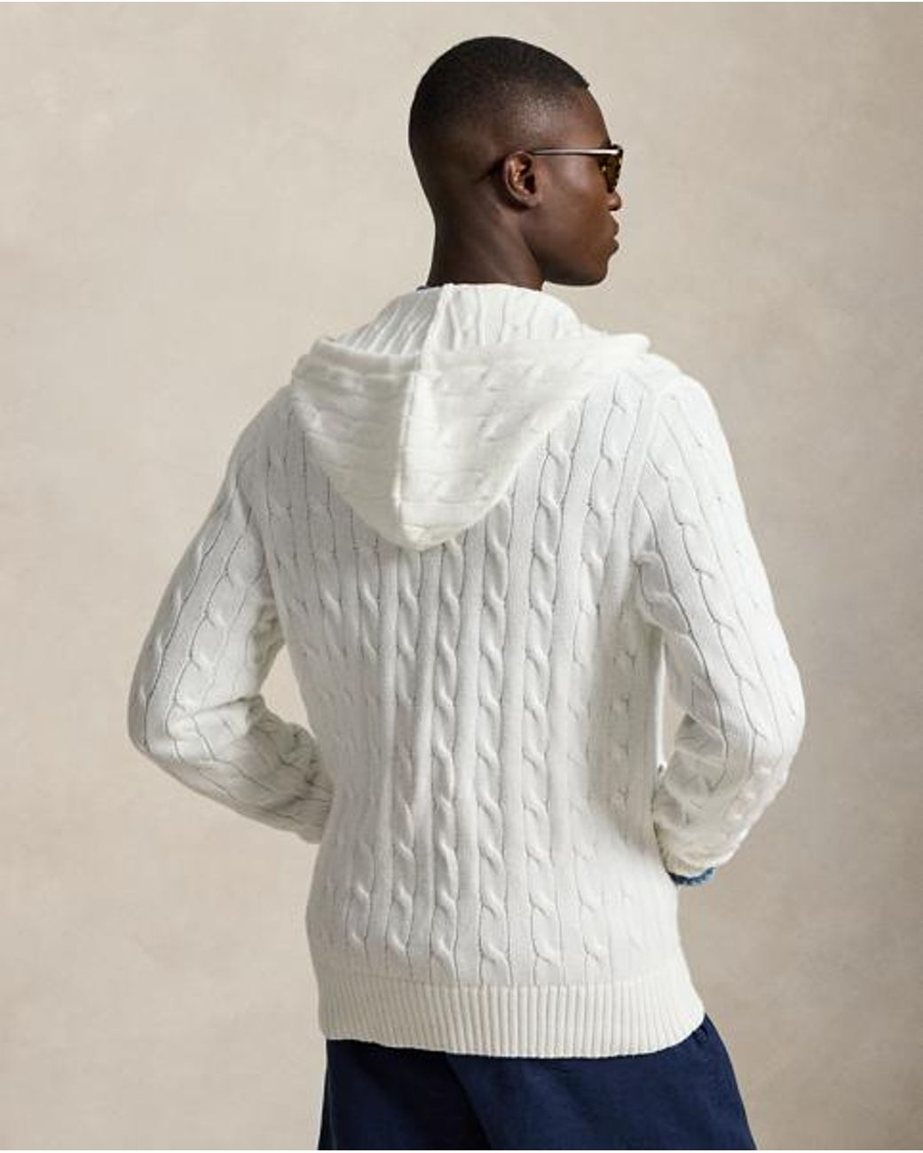 Polo Ralph Lauren Blue Cable-Knit Cotton Hooded Jumper for men